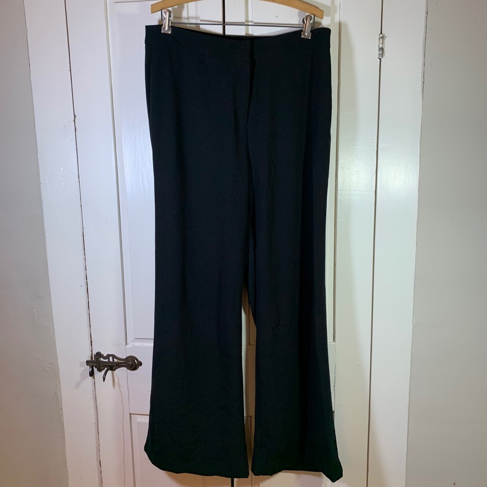 Nanette Lepore Black Wide Leg Trousers Size 12 Stretch Career Dress Pants Office